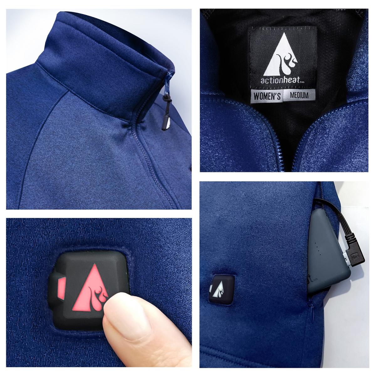 ActionHeat 5V Women's 1/2 Zip Pullover Battery Heated Shirt - Battery
