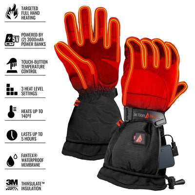ActionHeat 5V Men's Battery Heated Snow Gloves - Back