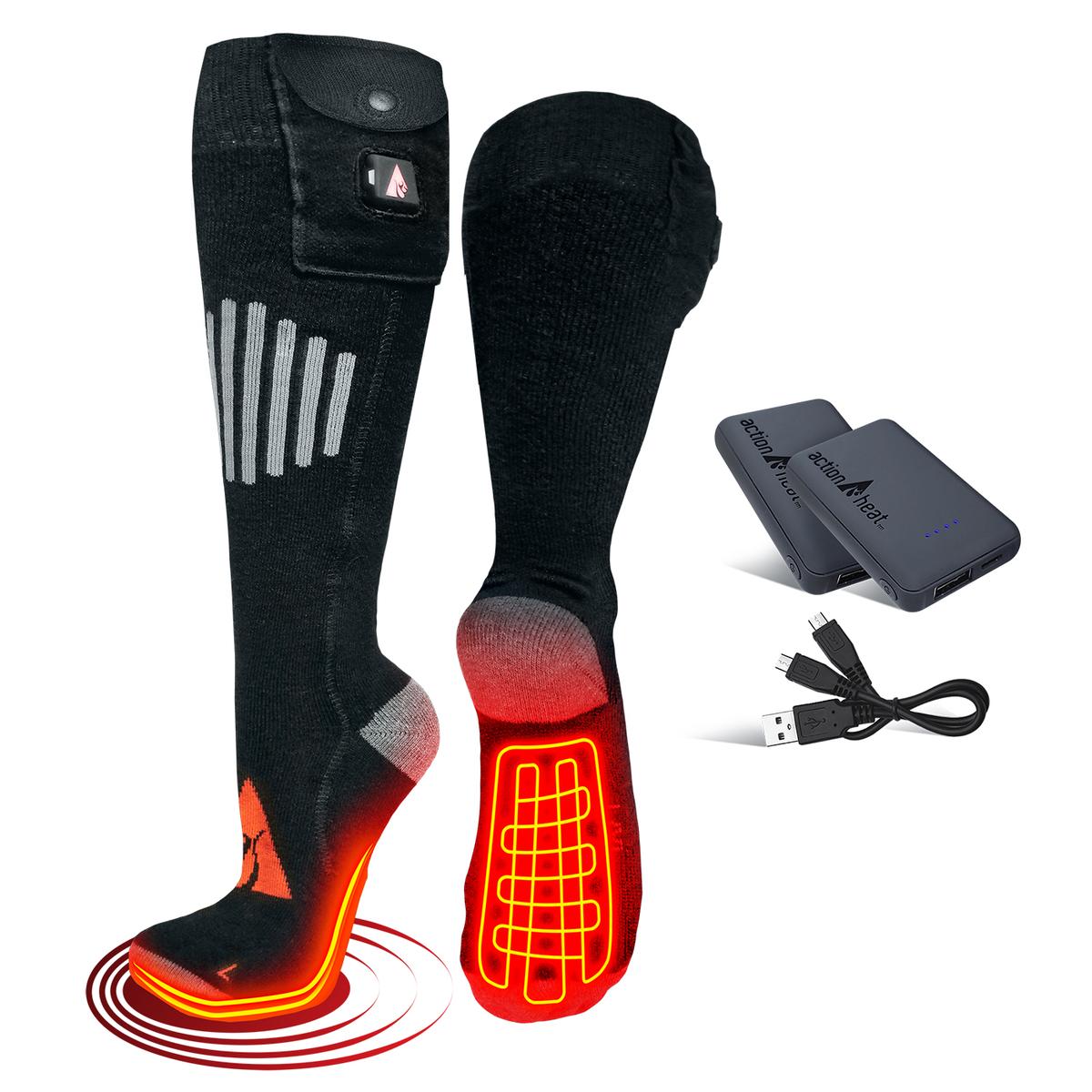 ActionHeat 5V Wool Battery Heated Socks - Front