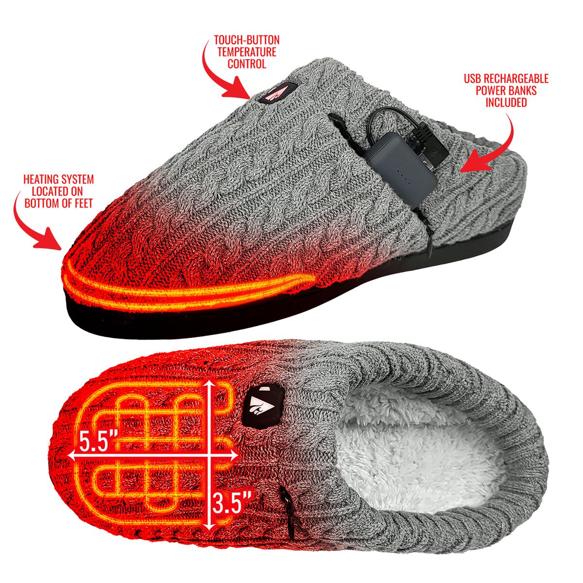 ActionHeat 5V Battery Heated Cable Knit Slippers - Back