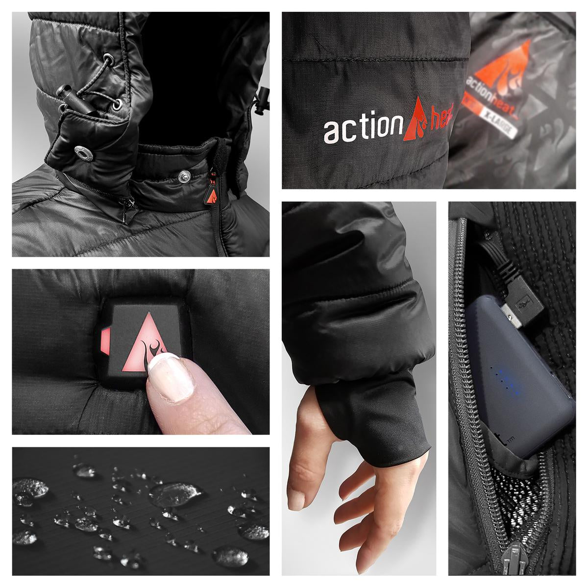 ActionHeat 5V Men's Insulated Puffer Battery Heated Jacket W/ Hood - Battery
