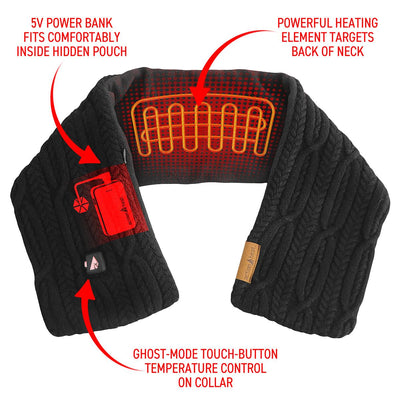 ActionHeat 5V Battery Heated Cable Knit Wrap Scarf - Info