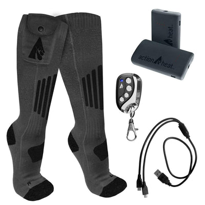 Open Box ActionHeat Wool 3.7V Rechargeable Heated Socks 2.0 with Remote - Full Set