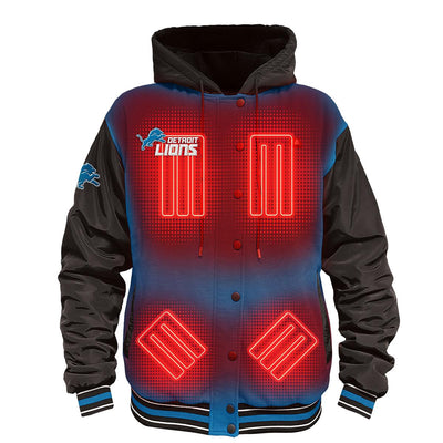 ActionHeat Detroit Lions 5V Battery Heated Varsity Jacket - Front
