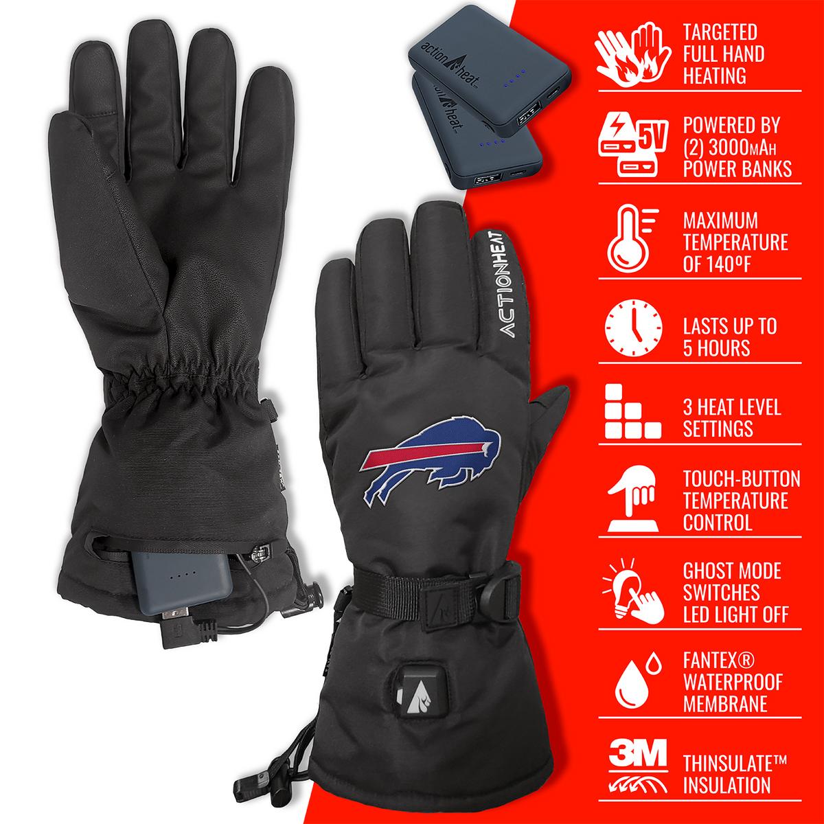 ActionHeat Buffalo Bills 5V Battery Heated Gloves - Full Set