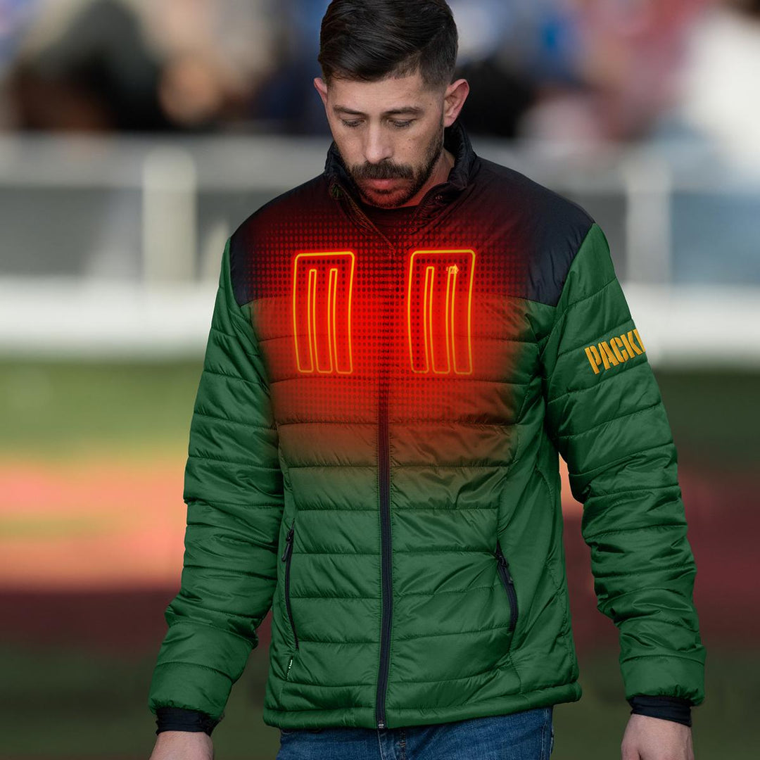 ActionHeat Green Bay Packers 5V Men's Colorblock Puffer Battery