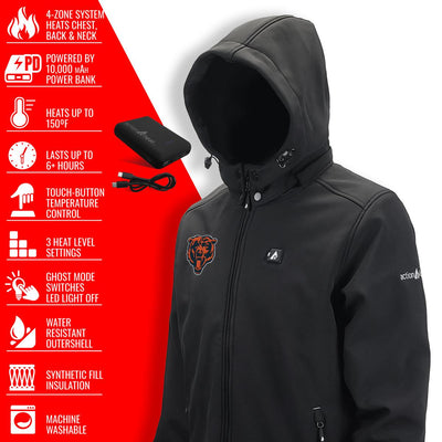 ActionHeat Chicago Bears 5V Men's Softshell Battery Heated Jacket - Full Set