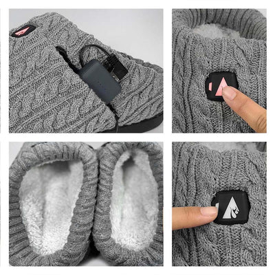 Open Box ActionHeat 5V Battery Heated Cable Knit Slippers - Battery