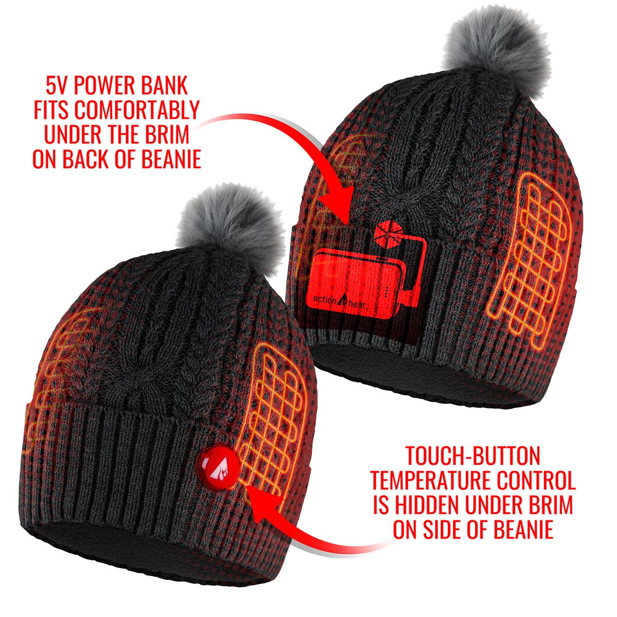 ActionHeat 5V Battery Heated Cable Knit Hat & Scarf Bundle - Full Set