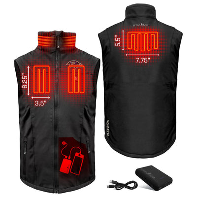 ActionHeat Baltimore Ravens 5V Men's Softshell Battery Heated Vest - Back
