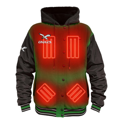 ActionHeat Philadelphia Eagles 5V Battery Heated Varsity Jacket - Front