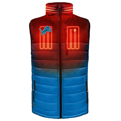 ActionHeat Detroit Lions 5V Men's Colorblock Puffer Battery Heated Vest - Front