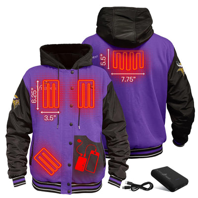 ActionHeat Minnesota Vikings 5V Battery Heated Varsity Jacket - Back