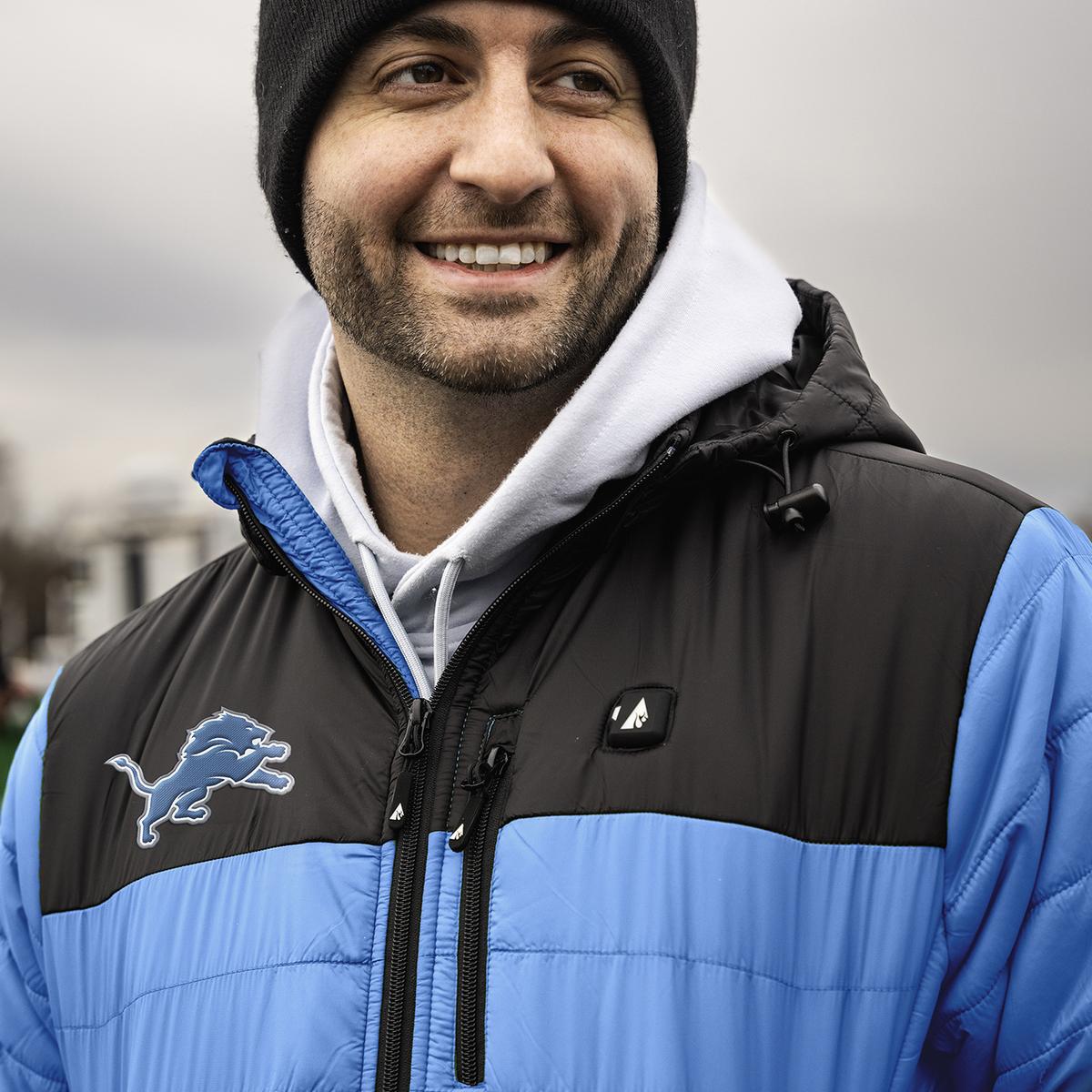 ActionHeat Detroit Lions 5V Men's Colorblock Puffer Battery Heated Jacket - Info