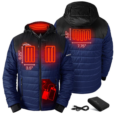 ActionHeat Denver Broncos 5V Men's Colorblock Puffer Battery Heated Jacket - Back