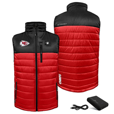 ActionHeat Kansas City Chiefs 5V Men's Colorblock Puffer Battery Heated Vest - Right