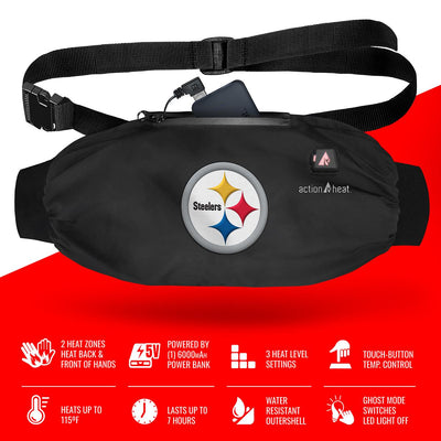 ActionHeat Pittsburgh Steelers 5V Battery Heated Hand Muff - Full Set