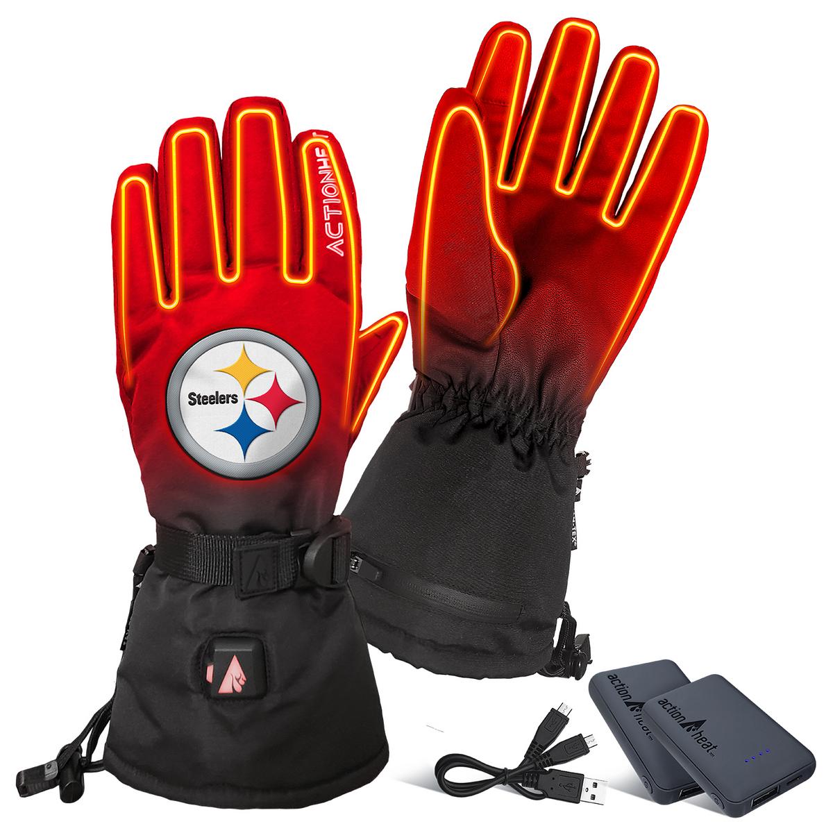 ActionHeat Pittsburgh Steelers 5V Battery Heated Gloves - Battery