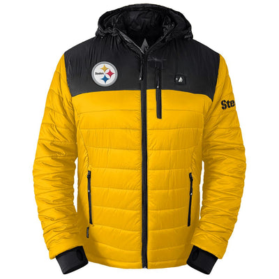 ActionHeat Pittsburgh Steelers 5V Men's Colorblock Puffer Battery Heated Jacket - Heated