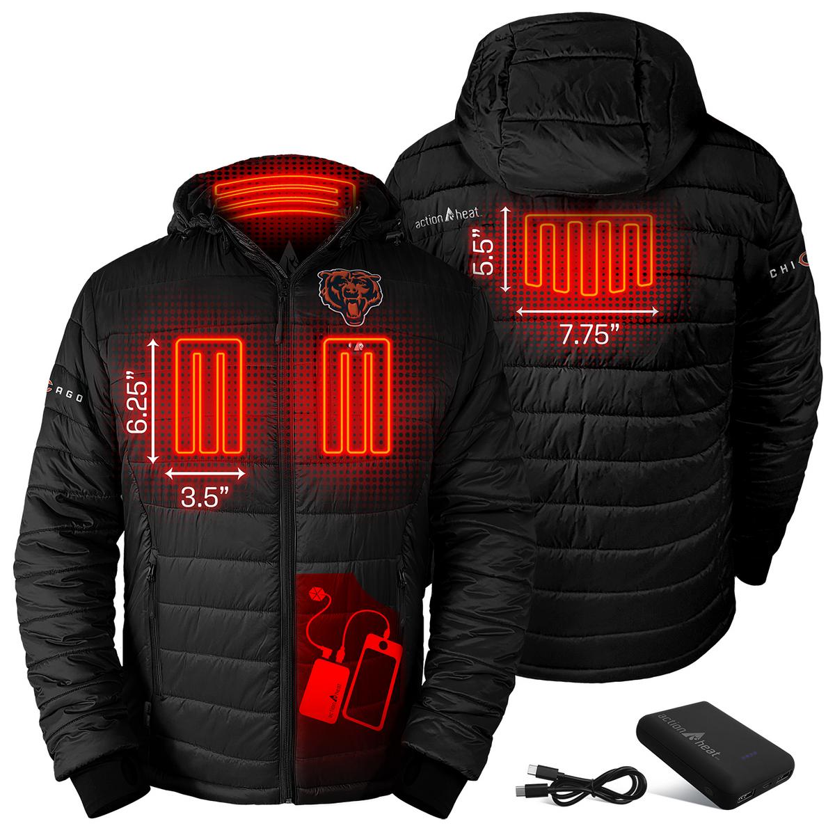 ActionHeat Chicago Bears 5V Men's Puffer Battery Heated Jacket - Back