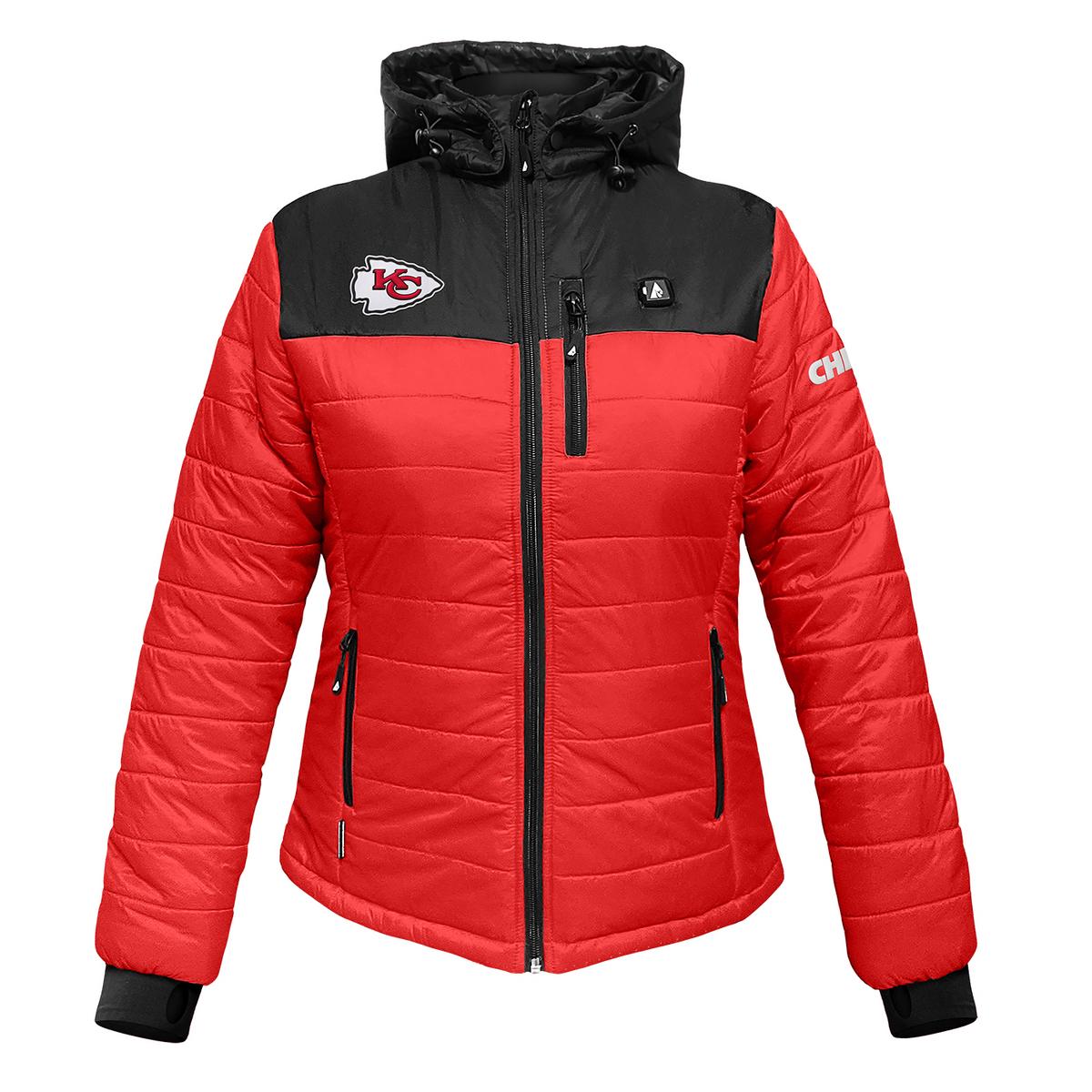 ActionHeat Kansas City Chiefs 5V Women's Colorblock Puffer Battery Heated Jacket - Heated