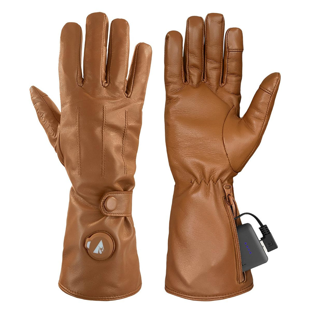 heated leather dress gloves ActionHeat 5V Women's Battery Glove XL / Tan not-edited