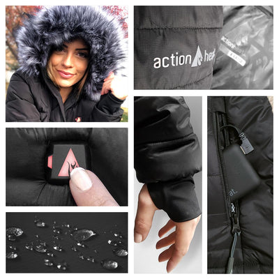 ActionHeat Cleveland Browns 5V Women's Long Puffer Battery Heated Jacket - Battery