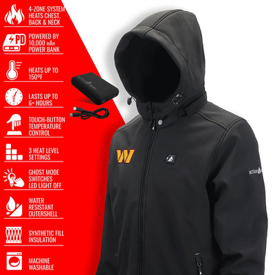 ActionHeat Washington Commanders 5V Men's Softshell Battery Heated Jacket - Full Set