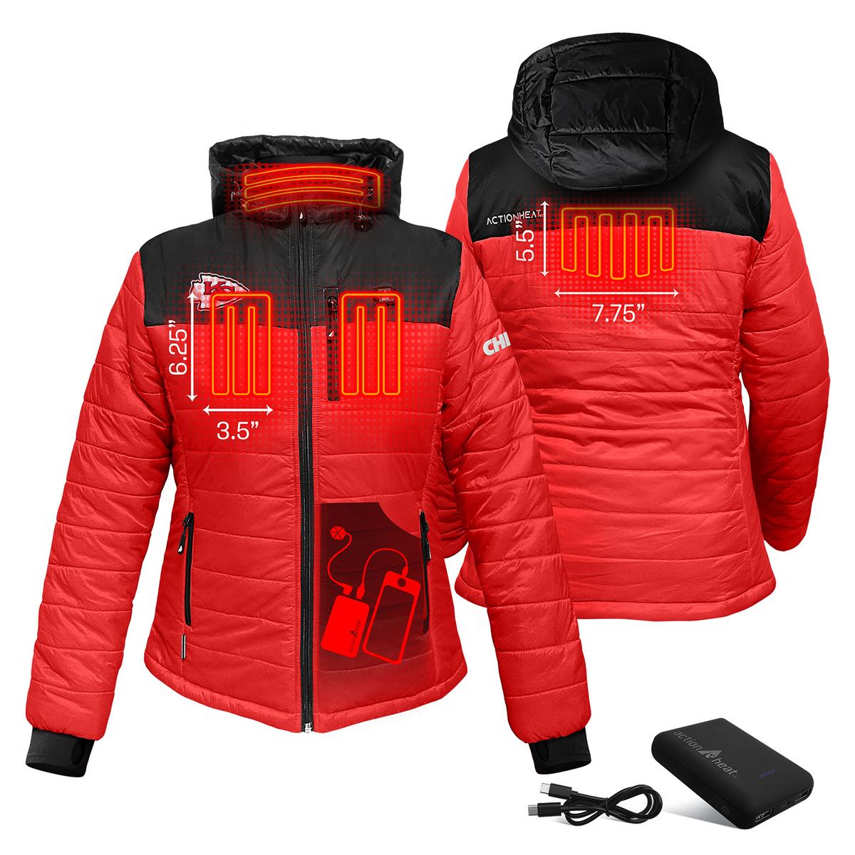 ActionHeat Kansas City Chiefs 5V Women's Colorblock Puffer Battery Heated Jacket - Back