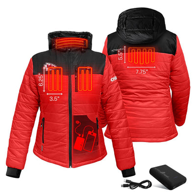 ActionHeat Kansas City Chiefs 5V Women's Colorblock Puffer Battery Heated Jacket - Back