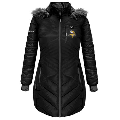 ActionHeat Minnesota Vikings 5V Women's Long Puffer Battery Heated Jacket - Heated