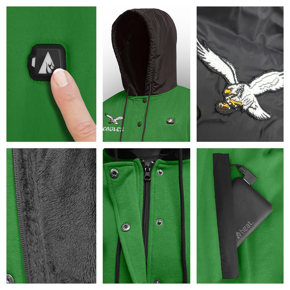 ActionHeat Philadelphia Eagles 5V Battery Heated Varsity Jacket - Battery