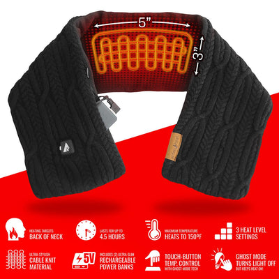 ActionHeat 5V Battery Heated Cable Knit Hat & Scarf Bundle - Size