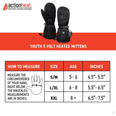 Open Box ActionHeat 5V Youth Battery Heated Mittens - Battery