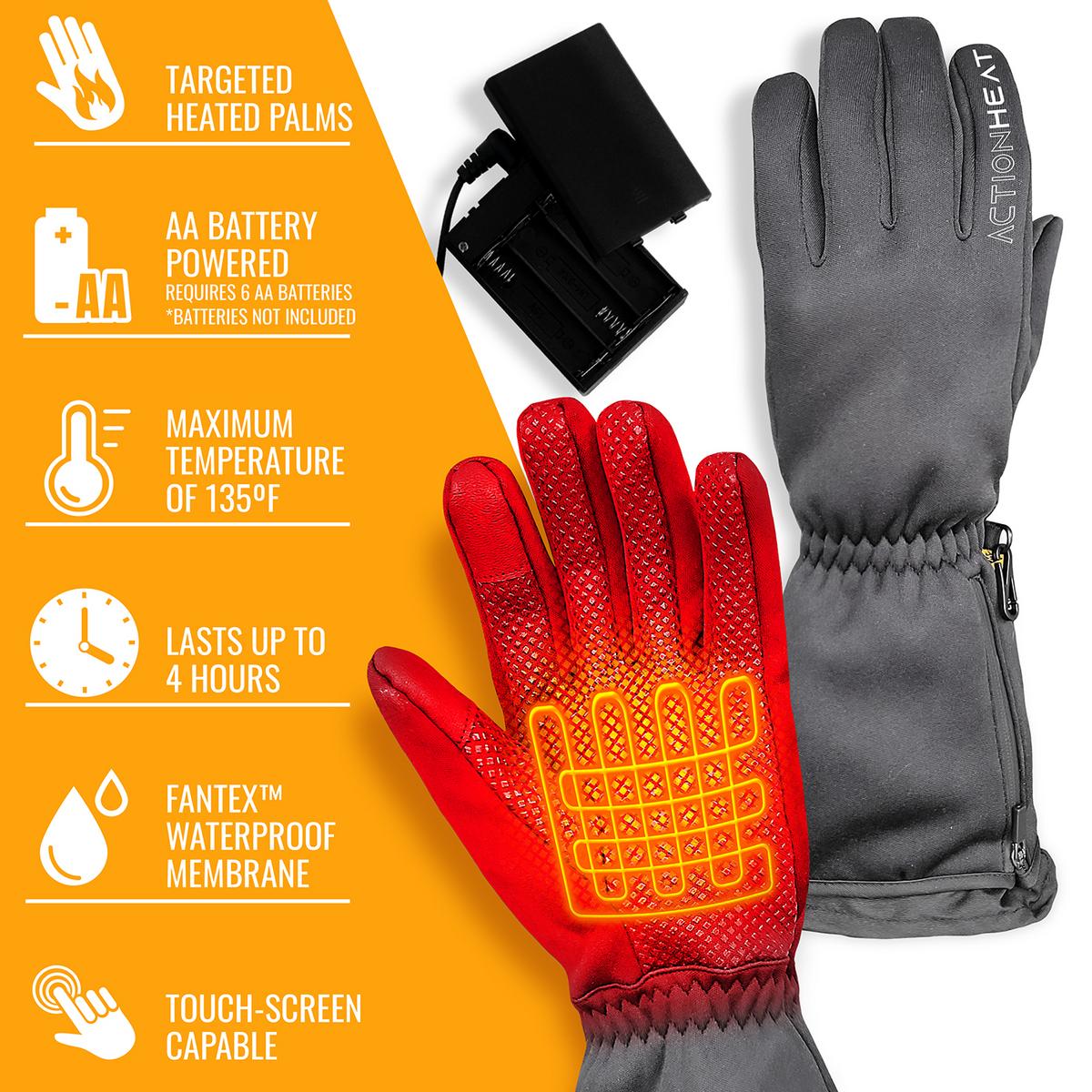 ActionHeat AA Battery-Powered Touch-Screen-Capable Heated Gloves for Men - Back