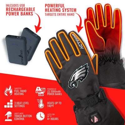 ActionHeat Philadelphia Eagles 5V Battery Heated Gloves - Back