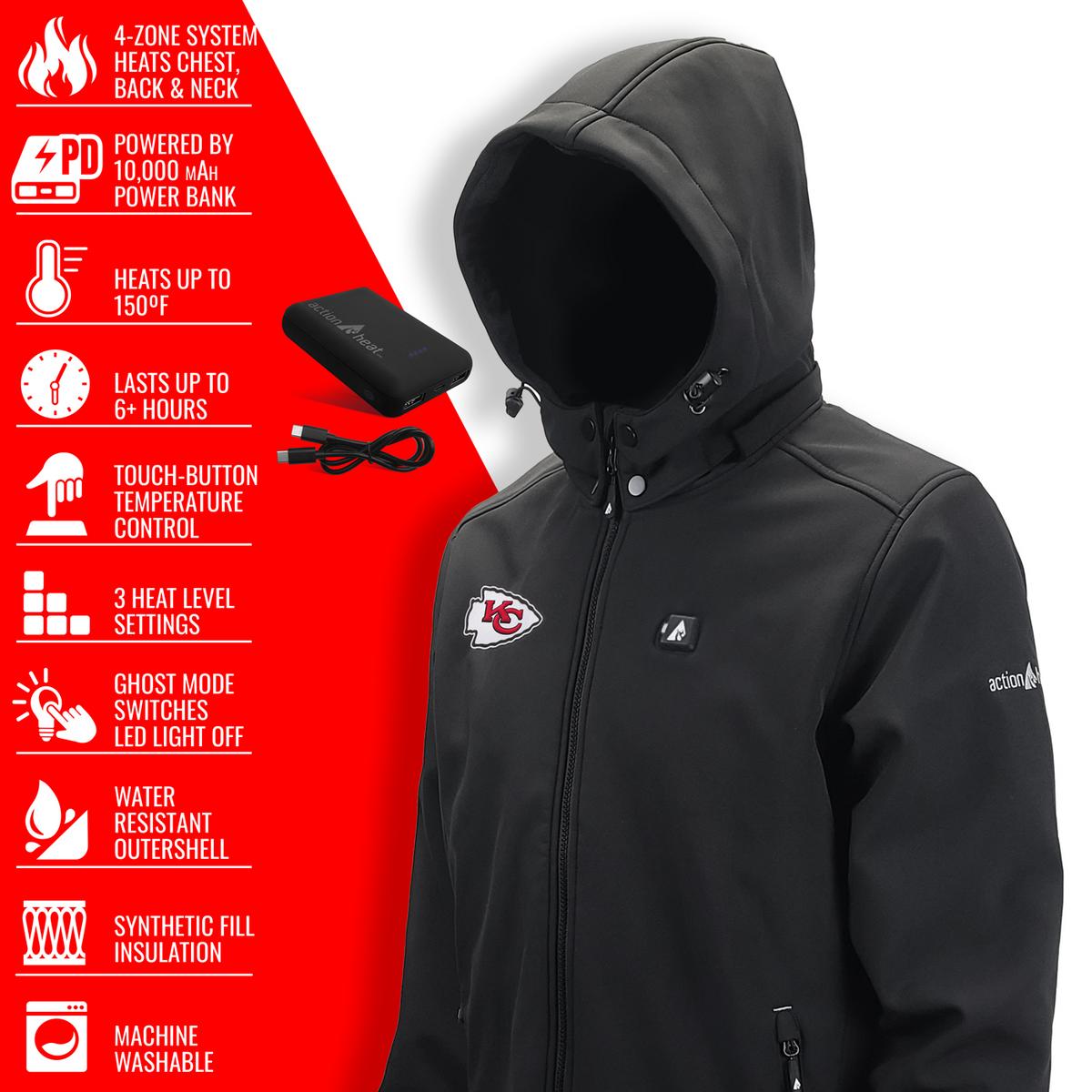 ActionHeat Kansas City Chiefs 5V Men's Softshell Battery Heated Jacket - Full Set