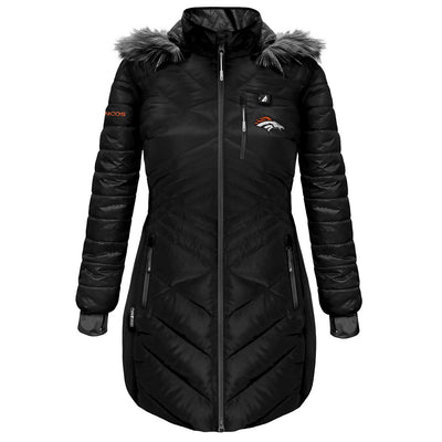 ActionHeat Denver Broncos 5V Women's Long Puffer Battery Heated Jacket - Heated