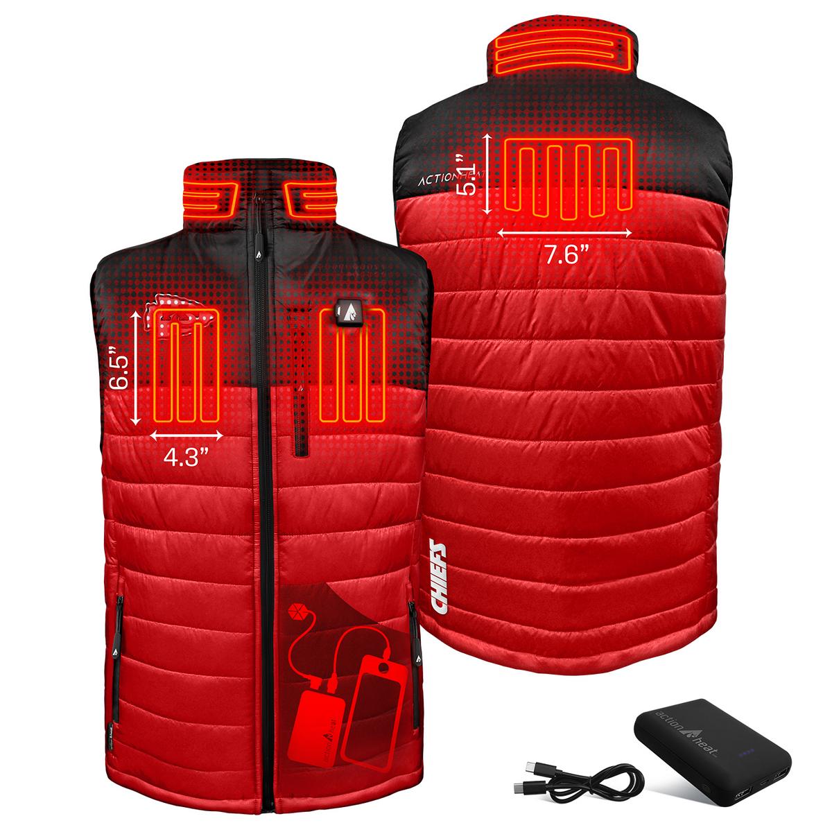 ActionHeat Kansas City Chiefs 5V Men's Colorblock Puffer Battery Heated Vest - Back