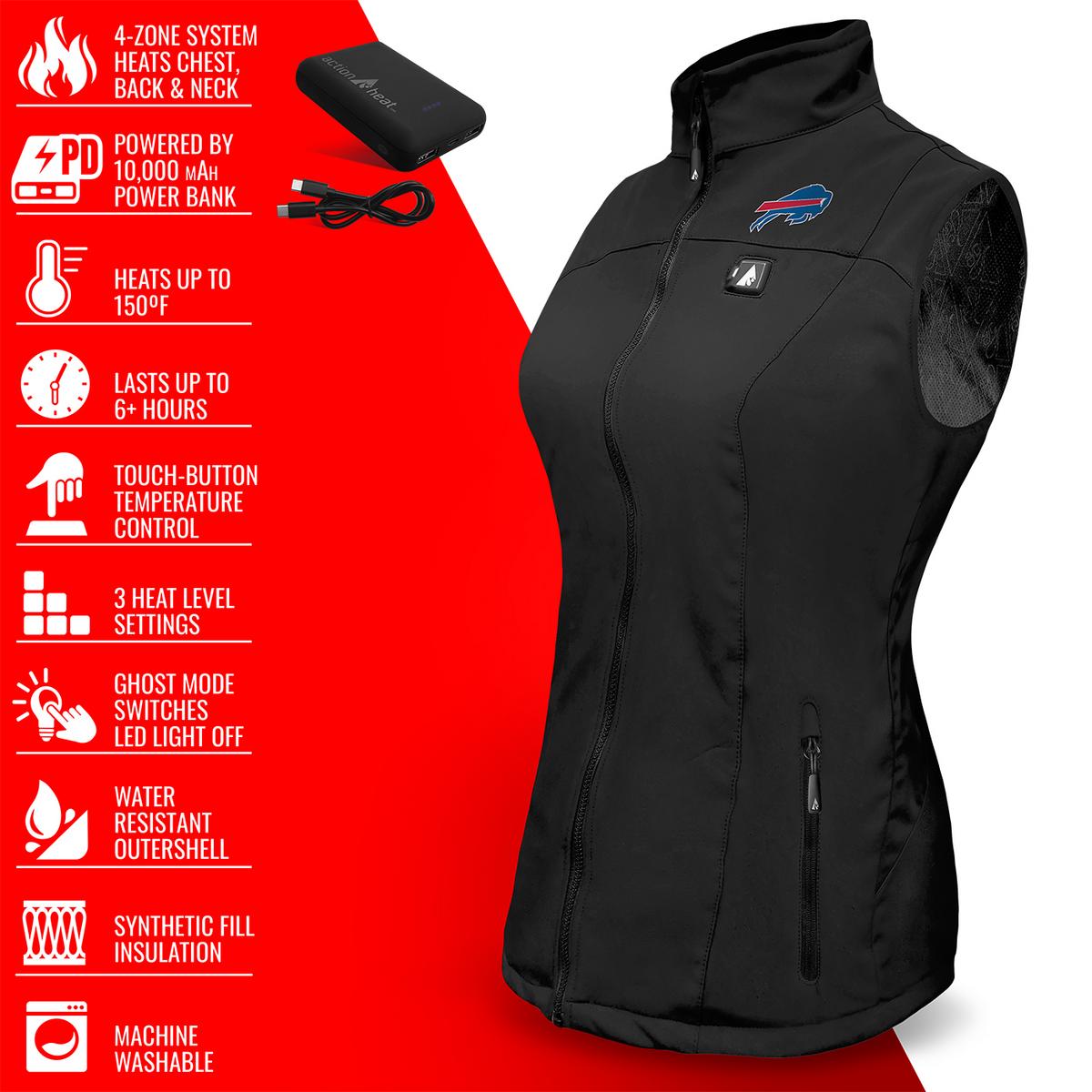 ActionHeat Buffalo Bills 5V Women's Softshell Battery Heated Vest - Full Set