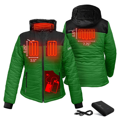 ActionHeat Philadelphia Eagles 5V Women's Colorblock Puffer Battery Heated Jacket - Back