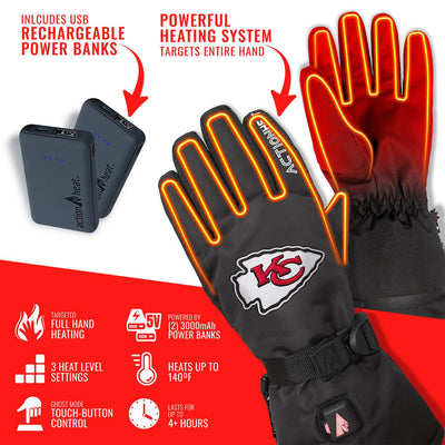 ActionHeat Kansas City Chiefs 5V Battery Heated Gloves - Back