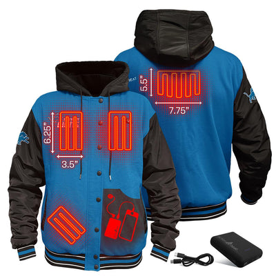 ActionHeat Detroit Lions 5V Battery Heated Varsity Jacket - Back