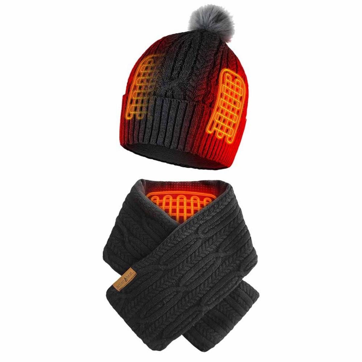 ActionHeat 5V Battery Heated Cable Knit Hat & Scarf Bundle - Front