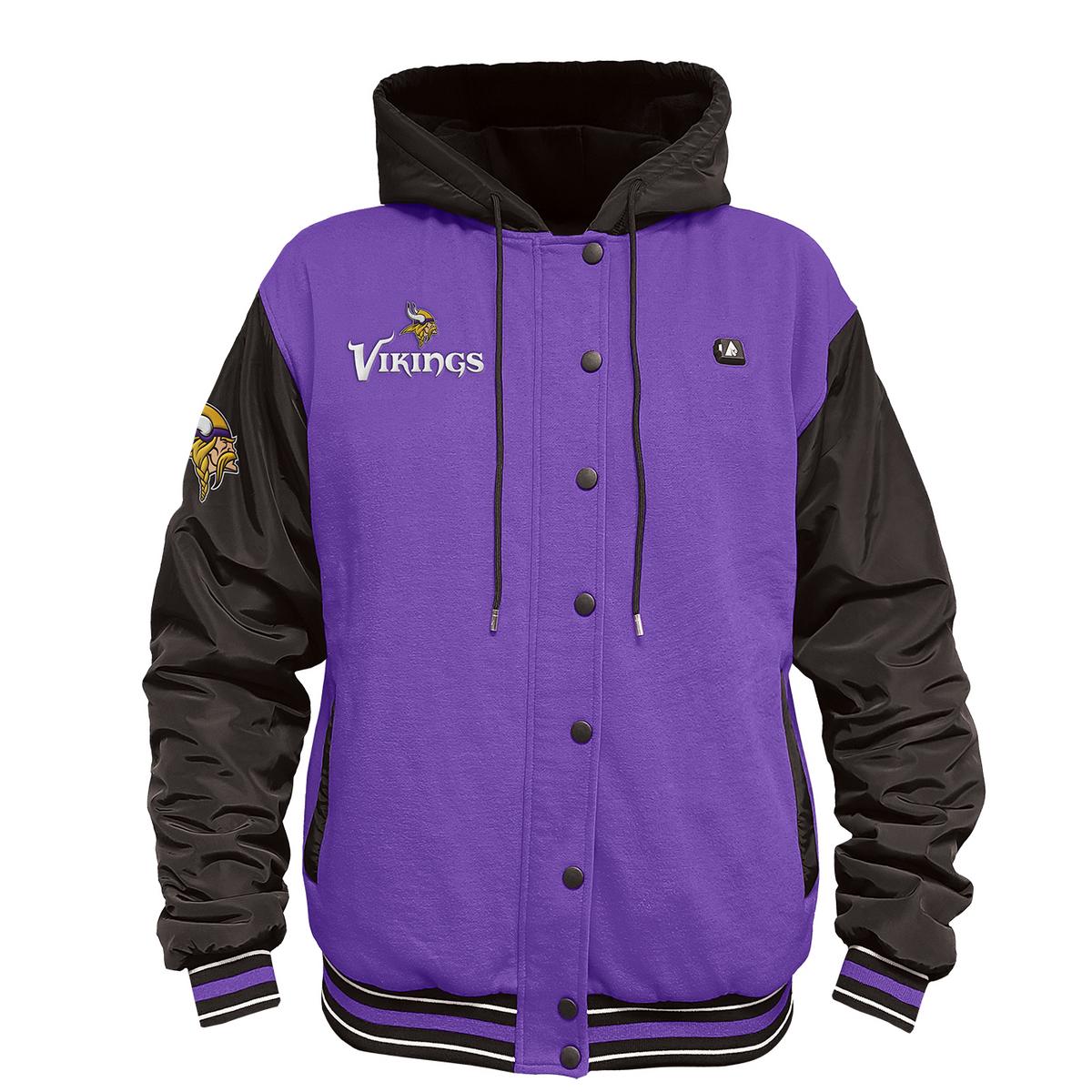 ActionHeat Minnesota Vikings 5V Battery Heated Varsity Jacket - Heated