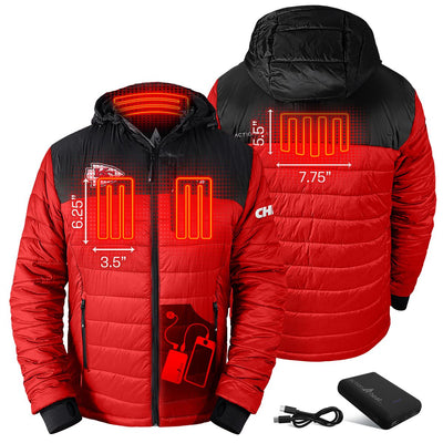 ActionHeat Kansas City Chiefs 5V Men's Colorblock Puffer Battery Heated Jacket - Back