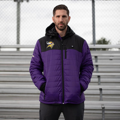 ActionHeat Minnesota Vikings 5V Men's Colorblock Puffer Battery Heated Jacket - Info