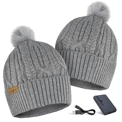 ActionHeat 5V Battery Heated Cable Knit Hat & Slippers Bundle - Info