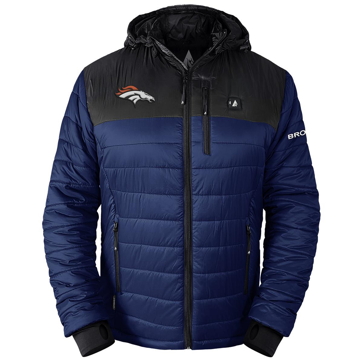 ActionHeat Denver Broncos 5V Men's Colorblock Puffer Battery Heated Jacket - Heated