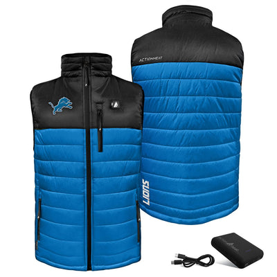 ActionHeat Detroit Lions 5V Men's Colorblock Puffer Battery Heated Vest - Right